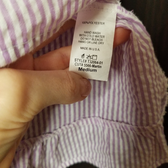 NWOT Purple and White Seersucker Ruffle and Bow Tank Top - Picture 8 of 8